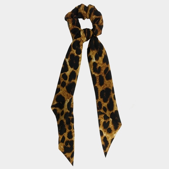 New! Leopard Print Hair Scarf Scrunchie - Picture 2 of 4